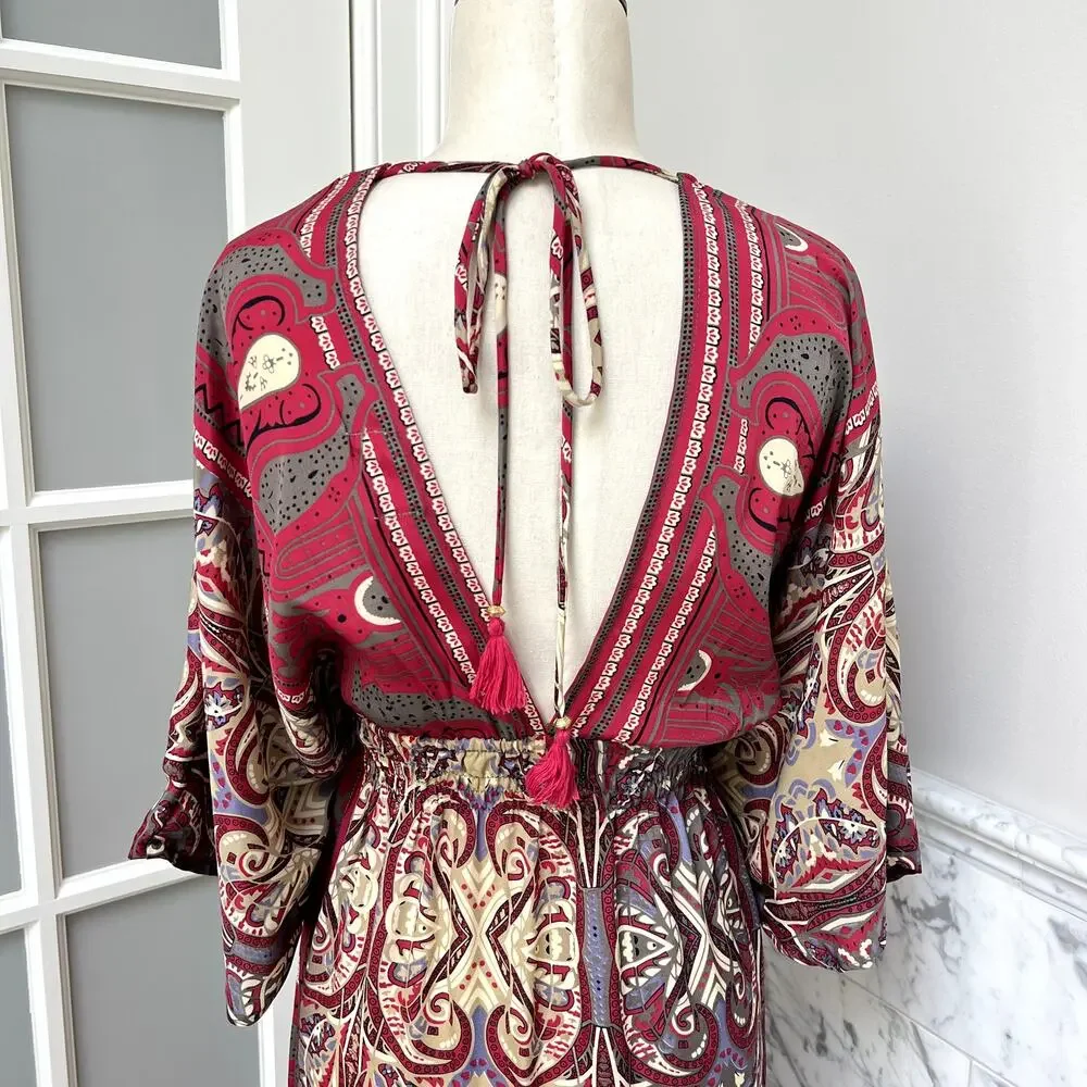 Perry Walker Carmen II Anthropologie Sheth Boho Kaftan Silk Cover-up - Picture 4 of 7